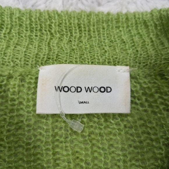 Wood Wood Sweater Women's S Green Light Tilda Mohair Knitted Boxy Rib Neck  - Picture 9 of 9